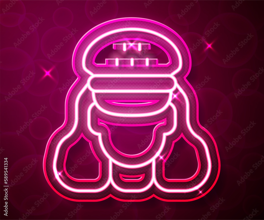 Glowing neon line Taxi driver icon isolated on red background. Vector Glowing neon line Taxi driver icon isolated on red background. Vector