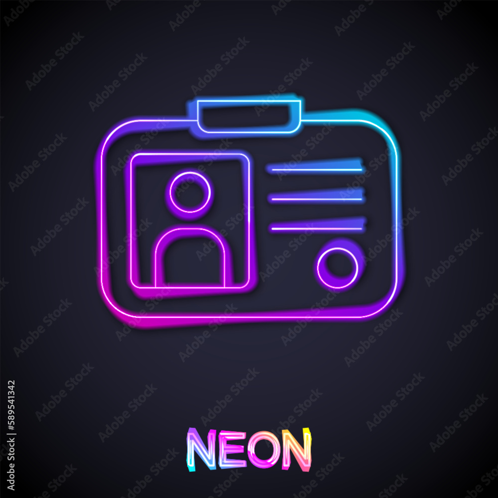 Glowing neon line Taxi driver license icon isolated on black background. Vector Glowing neon line Taxi driver license icon isolated on black background. Vector