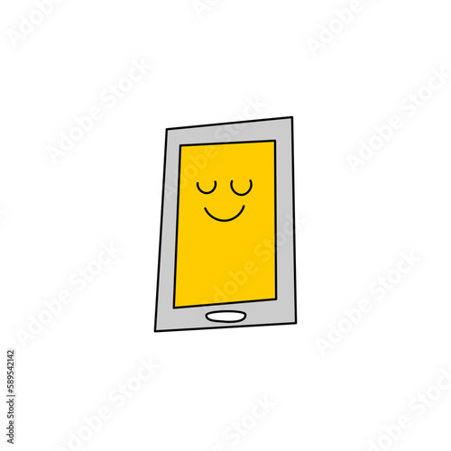 スリープ状態のスマートフォンのラフなイラスト
