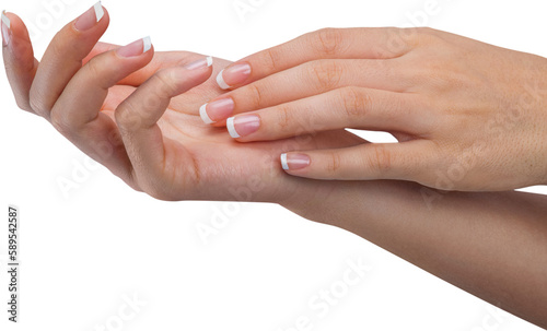 Canvas Print Beautiful woman's nails with beautiful french manicure