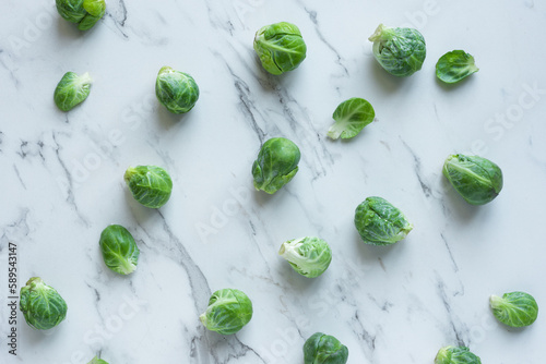 brussels sprouts on a marble background photo
