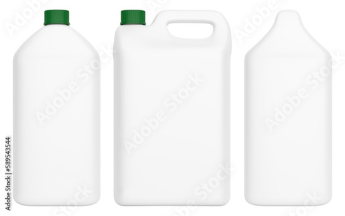 Mockup of blank plastic / hdpe 5l container without labels.