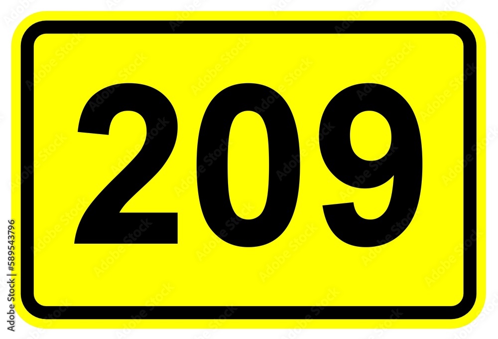 Illustration eines Bundesstraßenschildes der B 209 in Deutschland Illustration eines Bundesstraßenschildes der B 209 in Deutschland