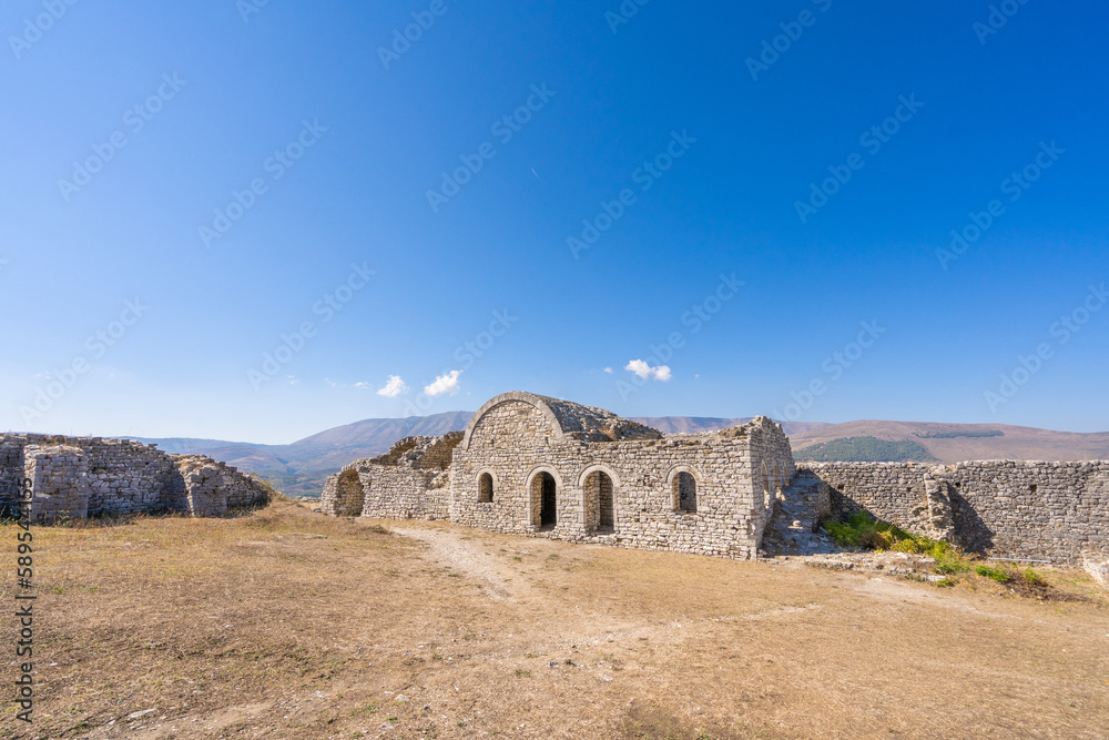 White mosque inside of the Berat castle in Albania White mosque inside of the Berat castle in Albania