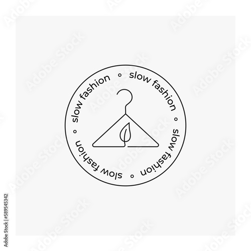 Green fashion logo, slow green fashion sign, vector icon, editable stroke