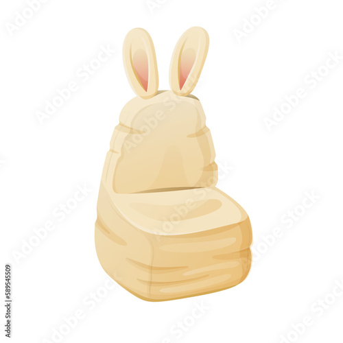 Cute baby beanbag chair with rabbit ears.