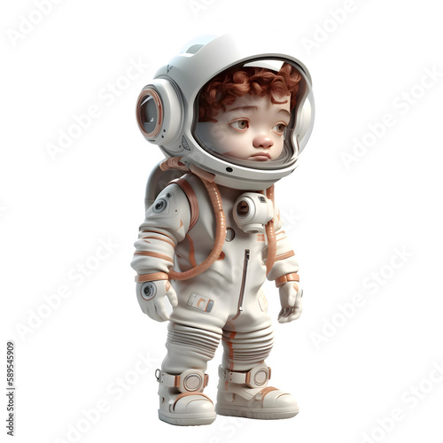 3D Astronaut in Spacesuit on Pure White Background PNG Transparent Background