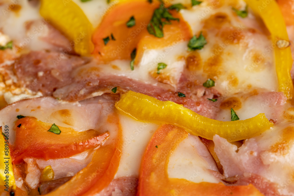 delicious homemade fast food pizza with pepper and meat