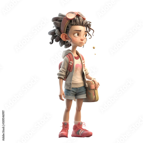 Gorgeous 3D girl with a joyful countenance PNG Transparent Background