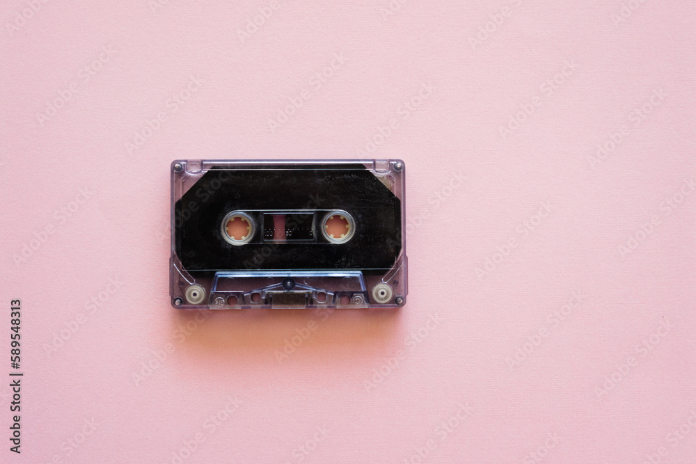 cassette music tape on pink background cassette music tape on pink background