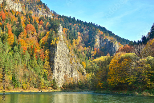 Autumn colors at bright sunny day in mountains