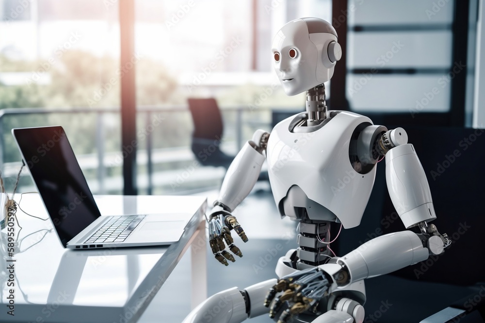 Ai robot working in office environment Ai robot working in office environment