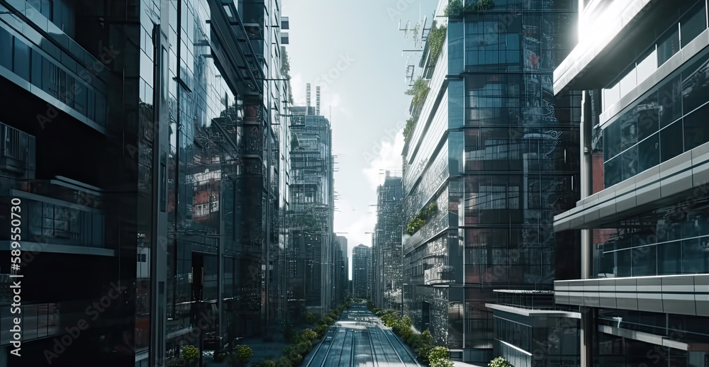 street in the city created with Generative AI technology street in the city created with Generative AI technology