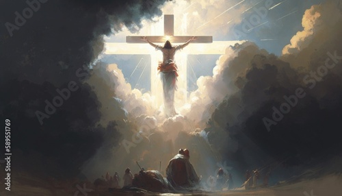 Depiction of a Large Crucifix in Airshocks, Inspired by Galatians 2:20 photo