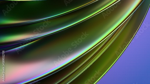 Rainbow chrome organic metal plate flow psychedelic cyberpunk modern 3d rendering background material