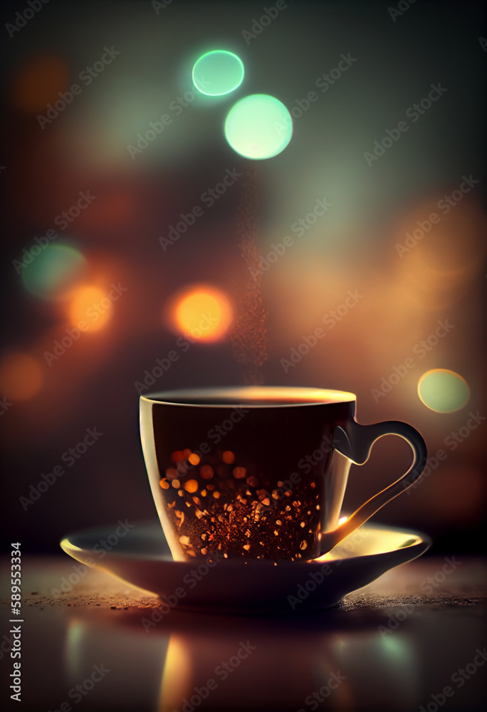 custom made wallpaper toronto digitalA cup of hot coffee on a blurred background with highlights. AI generated.