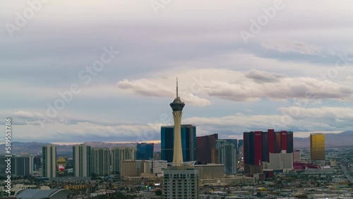 Time lapse of Las Vegas cityscape in day to night transition telephoto