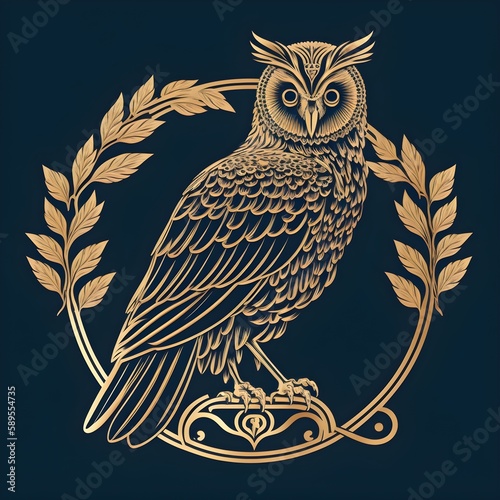 Owl of Minerva Flat Icon Vector: A Simplistic Line Drawing by DrSirnoceros