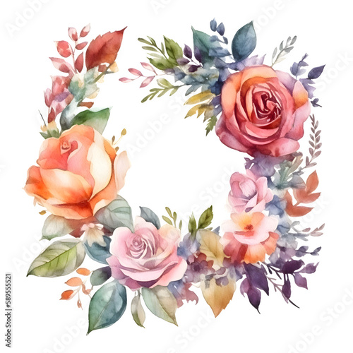 Hand-drawn floral wreath with whimsical calligraphy text PNG Transparent Background