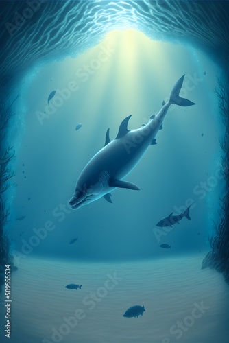 Captivating Dolphin in a Serene Underwater World © Arnolt