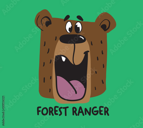 cute bear head illustration as vector for baby tee print