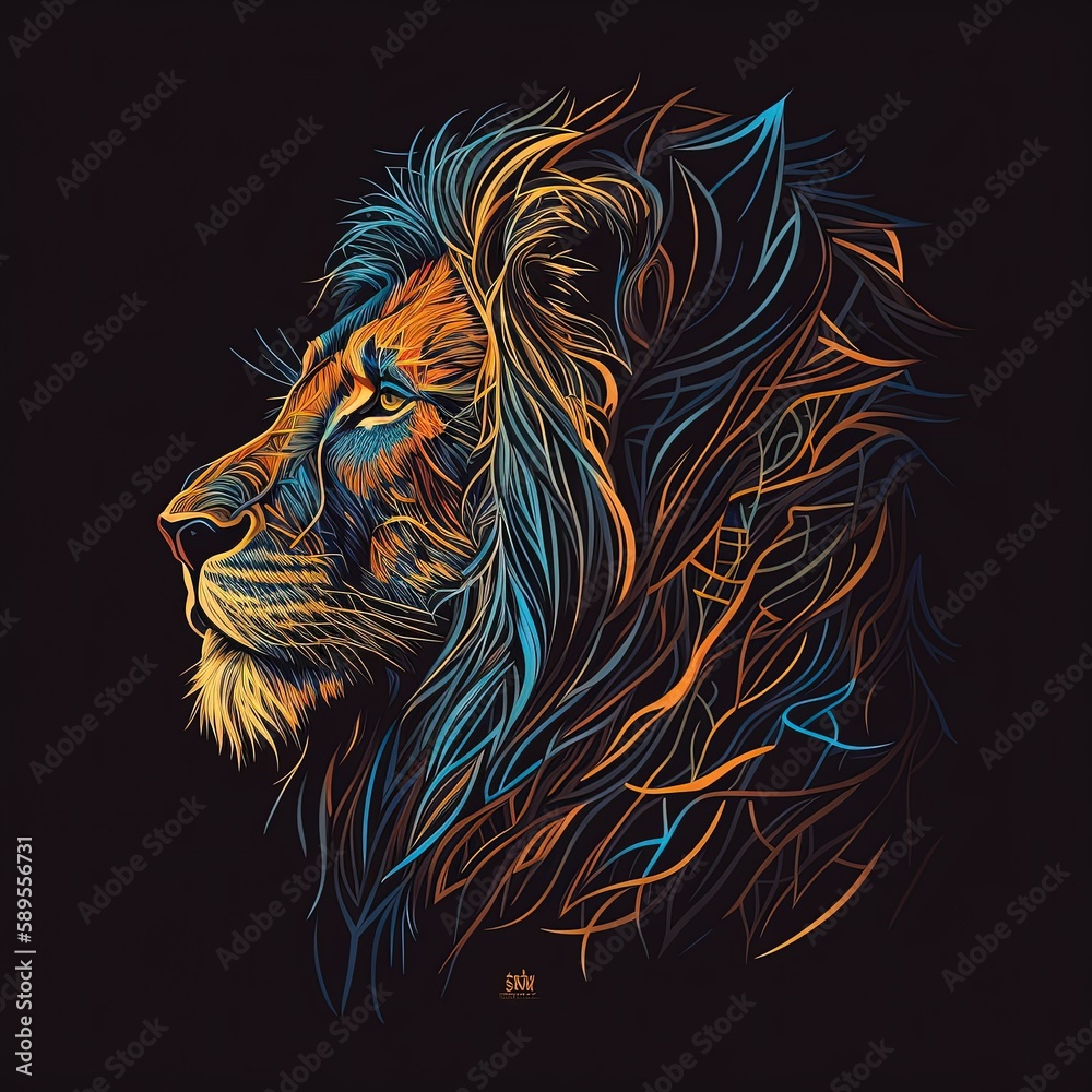 Majestic lion , artistic graphic design,portrait - Generative Ai Majestic lion , artistic graphic design,portrait - Generative Ai