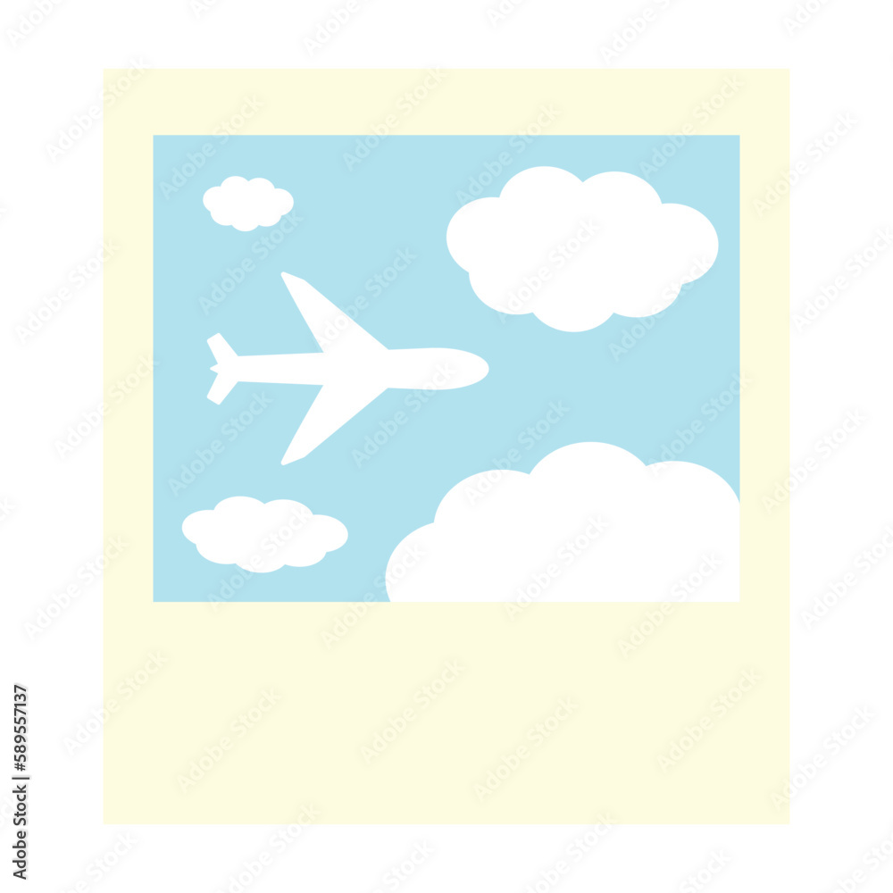 Naklejka premium Photo of a flying plane and clouds