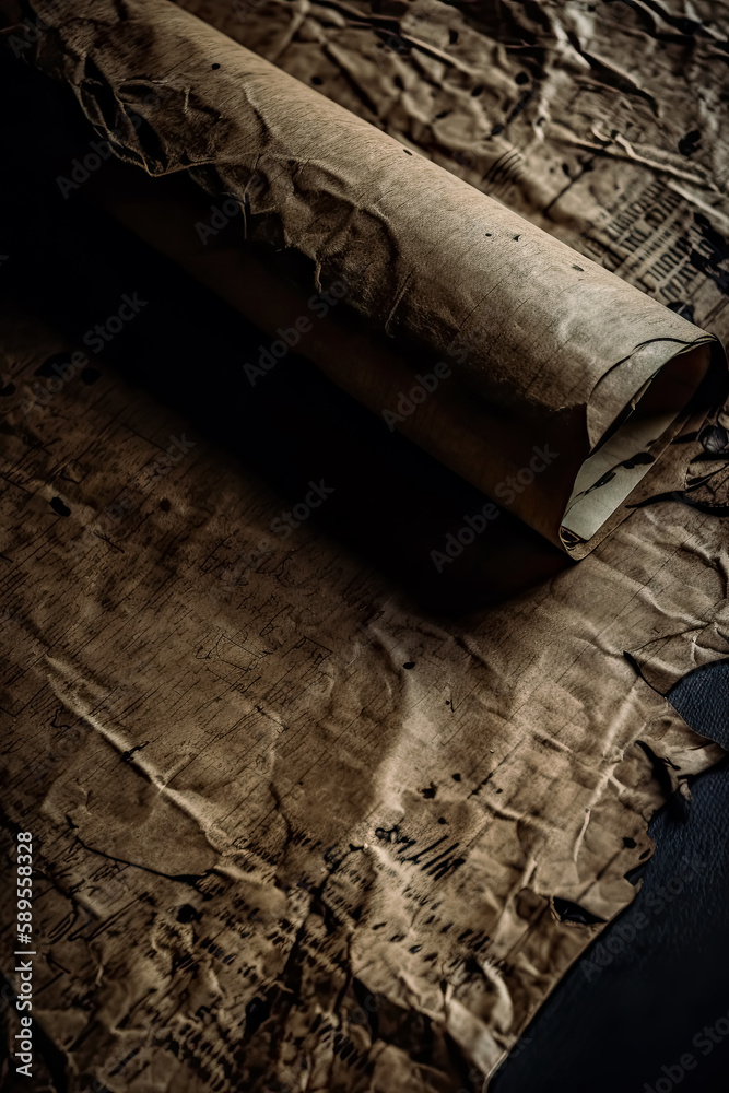 Obraz premium Old crumpled paper concept. Generative AI