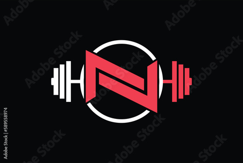 Modern creative unique elegant minimal artistic red and white color LN NL L N initial based letter icon logo. gym and fitness logo with letter L and M