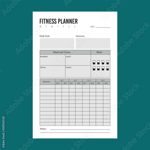 Fitness planner book interior for Amazon KDP Low content book