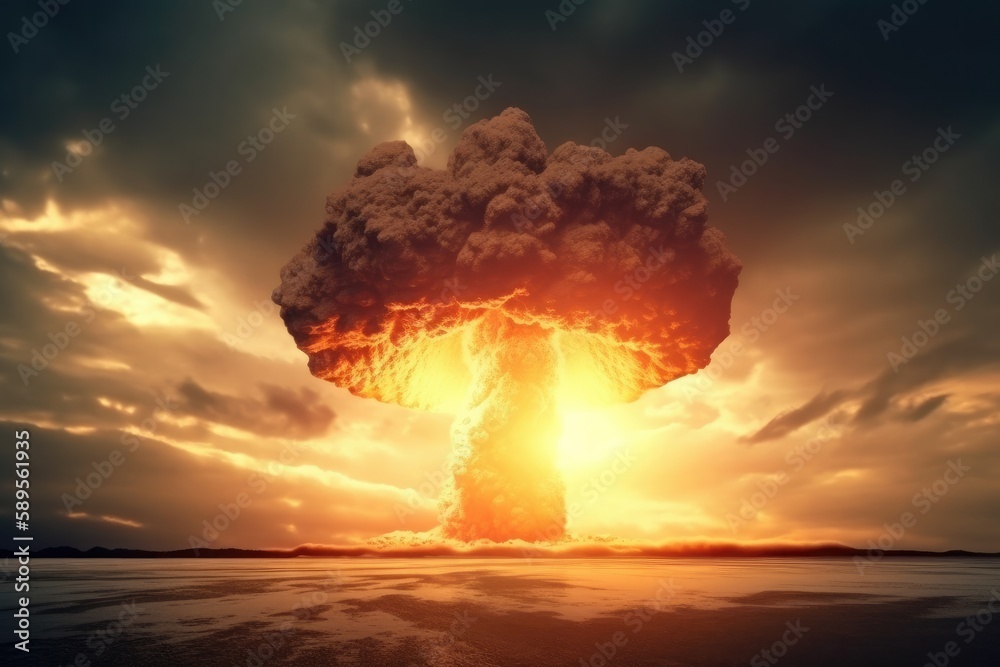 核ミサイルの核爆発による地球滅亡の瞬間、第三次世界大戦の始まり
