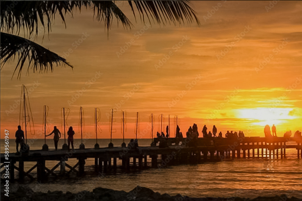 Naklejka premium sunset on the beach