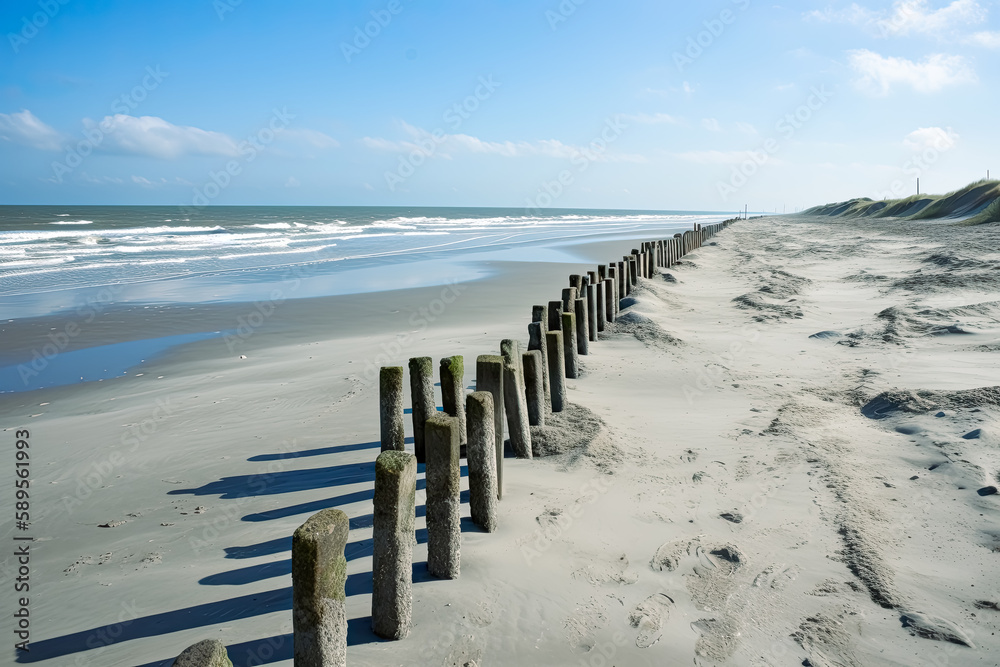 North sea beach on long island. Generative AI.
North sea beach on long island. Generative AI.