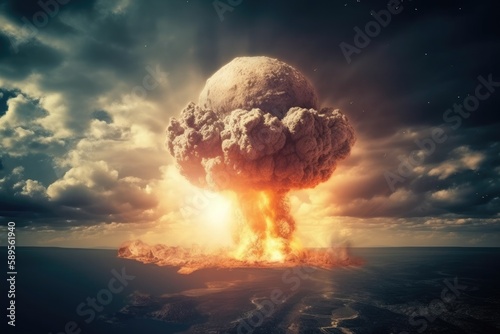 核ミサイルの核爆発による地球滅亡の瞬間、第三次世界大戦の始まり photo