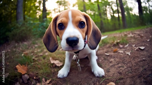The curious eyes of a Beagle pup