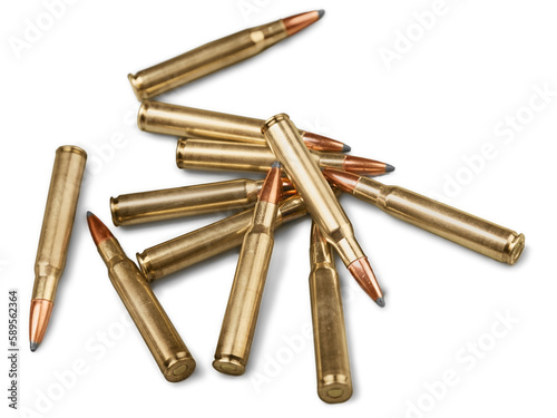Fototapete Bullets isolated on white background