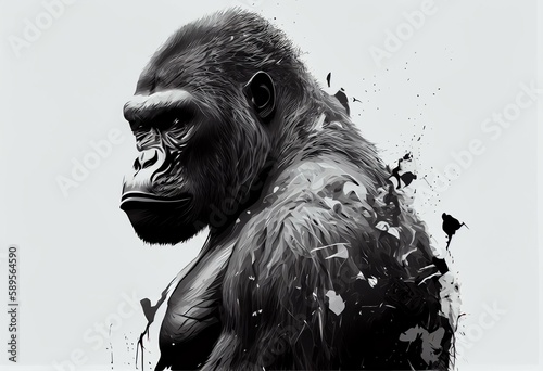 Animal Gorilla Design Elements Isolated Transparent Background: Graphic Masterpiece, Clear Alpha Channel for Overlays Web Design, Digital Art, PNG Image Format (generative AI photo