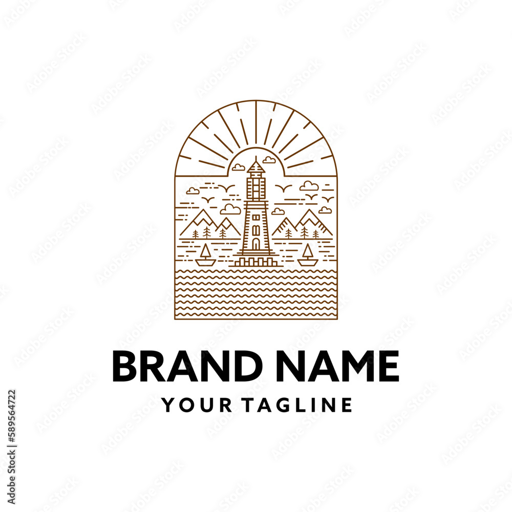 mercusuar monoline style or light house line art logo vector mercusuar monoline style or light house line art logo vector