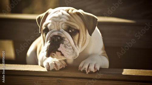 Cute Bulldog in the Sun © Emojibb.Family