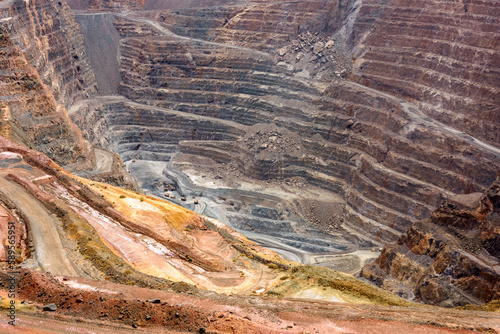 view from above in the oversized construction of the mine, gold mine in Australia, Kalgoorlie, Boulder, Goldfields, Western Australia, Australia, Ozeanien