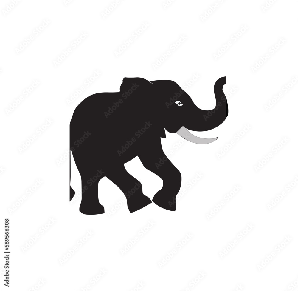  An elephant with long tooth silhouette vector art