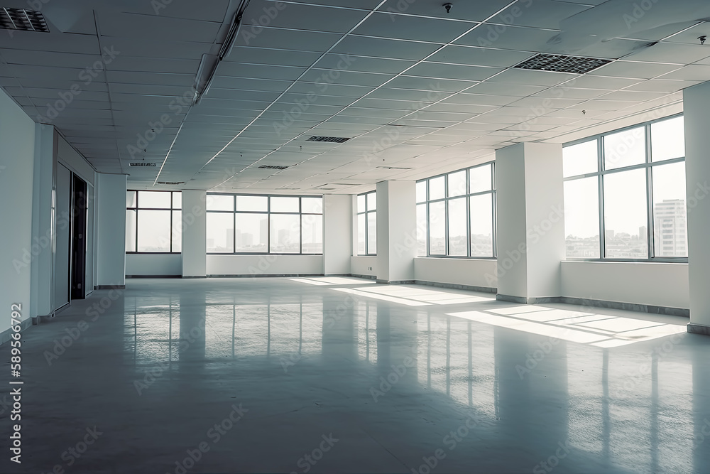 Obraz premium Empty office interior room. Generative AI.