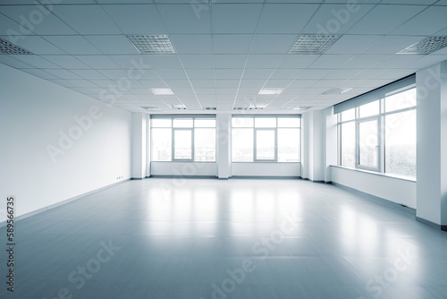 Empty office interior room. Generative AI. © Saulo Collado