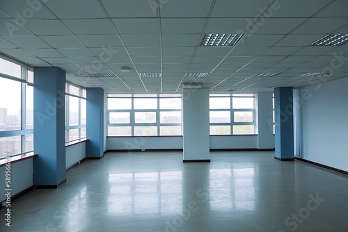 Empty office interior room. Generative AI.