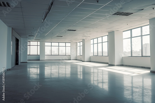 Empty office interior room. Generative AI.