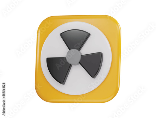 Nuclear radioactive danger toxic icon 3d rendering vector illustration