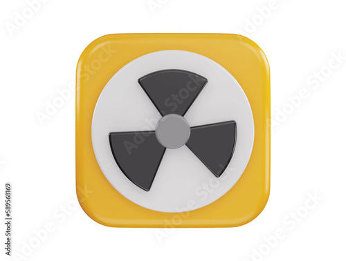 Nuclear radioactive danger toxic icon 3d rendering vector illustration