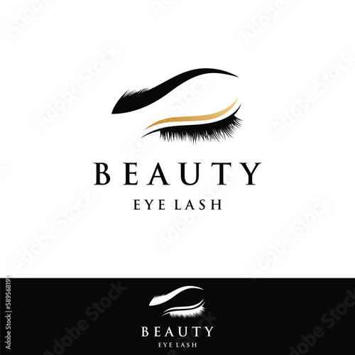 Beautiful and luxurious and modern woman's eyelashes and eyebrows logo design. Logo for business, beauty salon, makeup, eyelash shop.
