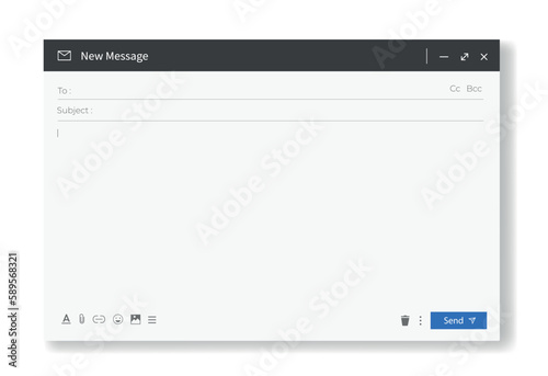 Blank email template isolated on white background. Email flat design. Vector stock