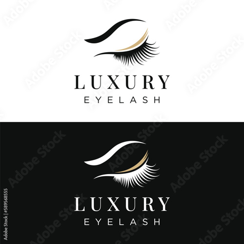 Beautiful and luxurious and modern woman's eyelashes and eyebrows logo design. Logo for business, beauty salon, makeup, eyelash shop.